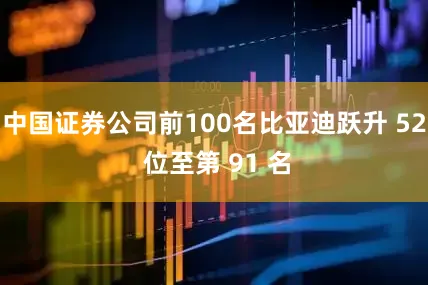 中国证券公司前100名比亚迪跃升 52 位至第 91 名